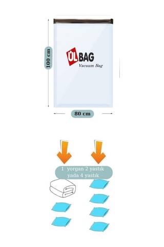 3 Adet Vakumlu Poşet Seti 80 Cm X 100 Cm Büyük Boy Yorgan Yastık Vakumlu Hurç Şeffaf