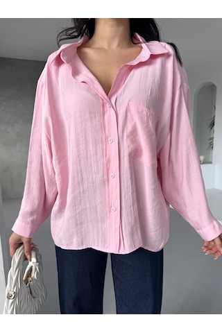 Arv Moda New Season Modal Oversize Gömlek Standart / Oversize Gömlek Pembe