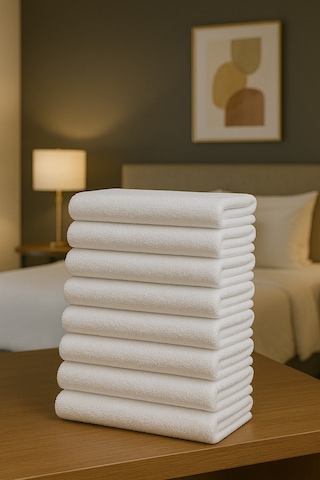 8 Adet Beyaz 50x85 Cm 200 Gram Bukle - Armür Otel El-yüz Havlusu Beyaz