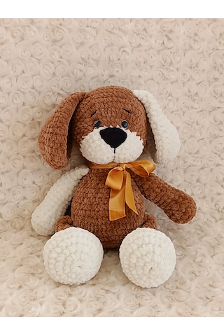 El Yapımı Amigurumi Kadife İp Köpek /oyuncak/hediyelik/sağlıklı Oyuncak 30 Cm