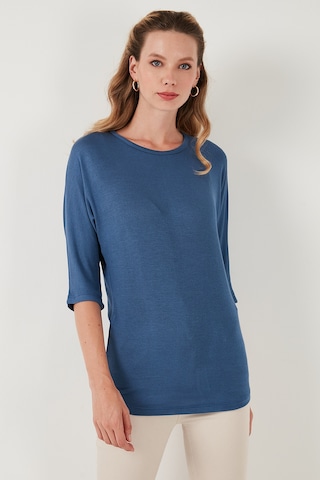Lela Truvakar Kol Bisiklet Yaka Basic Pamuklu Bayan Bluz 5863589 Indigo