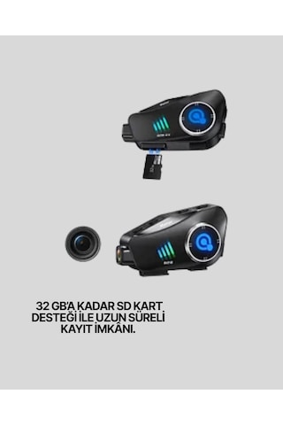 Q28 Bluetooth Kask Kulaklık 1080p Kamera - Su Geçirmez Motosiklet Interkom