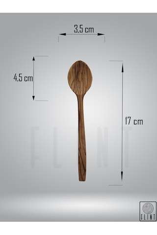 Zeytin Ağacı El Yapımı Tahta Ahşap Kaşık Tatlı Mama Kaşığı 17cm