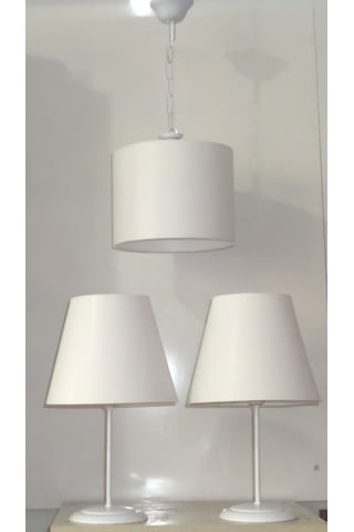 3 Lü Yatak Odası Abajur Avize Seti (Beyaz Renk)