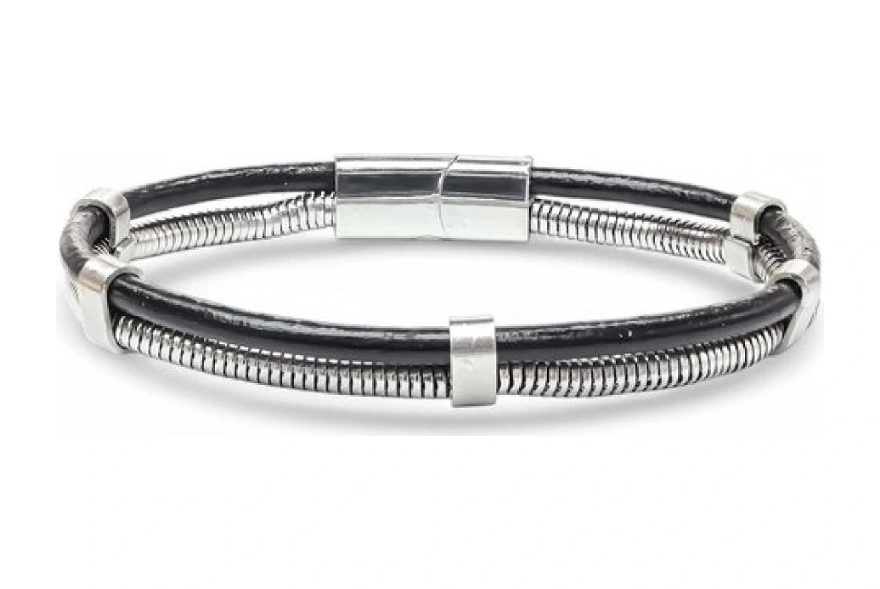 Moncuk Design Spiral Çelik Zincir Ve Deri Bileklik 3351blk1001 Çok Renkli