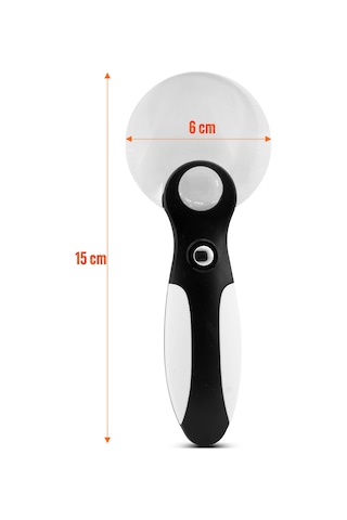 Ledli Işıklı Aydınlatmalı Büyüteç 5x - 10x Büyütme Kapasiteli El Tipi 60 Mm Mercek Çerçevesiz