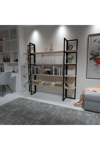 Mavitrendd Dekoratif Ahşap Ve Metal Kitaplık Çok Amaçlı Raf (486310926)