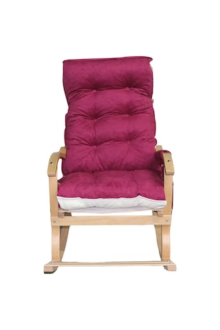 Mobildeco Erciyes Çift Renkli Cepli Bordo/krem Sallanan Sandalye Ceviz