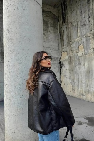 Candybia Kadın Siyah Oversize Ceket Siyah Siyah