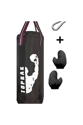 6-9 Yaş Boks Torbası 50cm Çocuk Boks Torbası Eldiven+karabina Hediyeli Siyah