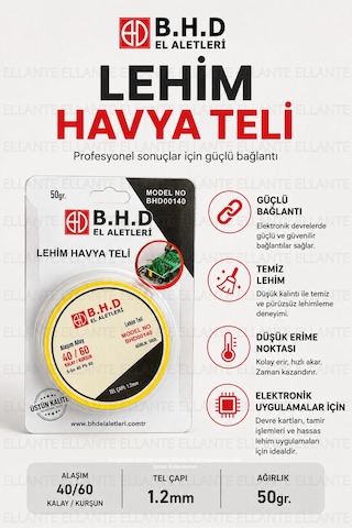 Lehim Havya Teli 50 Gr 1.2mm 40/60 Kalay Kurşun Lehim Teli Elektronik Devre Pcb Tamir Ve Montaj