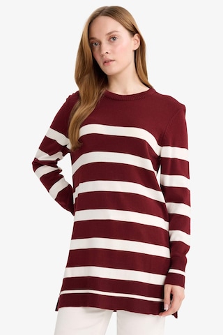 Defacto Regular Fit Bisiklet Yaka Çizgili Kazak Tunik C6031ax25wnbr281 Bordo-br281