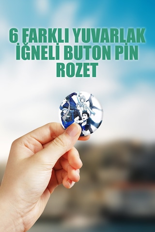 Yuri On Ice Çanta Süsü Rozet İğneli Buton Rozet Seti 6 Adet Çok Renkli
