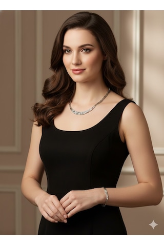 Zirkon Kaplamalı Gümüş Set Beyaz