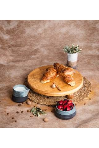 2 Li Risus&lucca Top Ayaklı 29 Cm Ve 29 Ahşap Pasta Sunum Tabağı