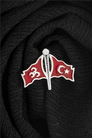 Mineli Üç Hilal Ve Türk Bayrağı Gümüş Rozet -8477 Gümüş