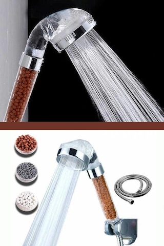 Duşbaşlığı Zeolid Seramik Mineral Doğal Taş Cilt Boncuklu Su Tasarruflu Kireç Önleyici Duş Başlığı Çok Renkli