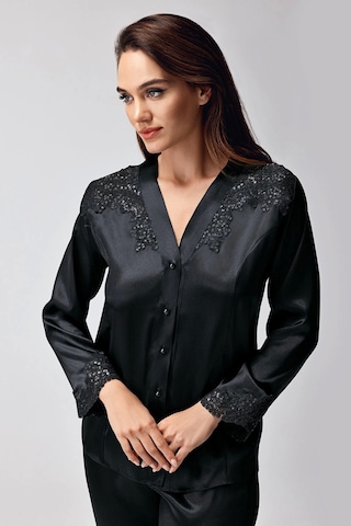 Freshness 9950-pt Saten Dantel Detaylı Pijama Takımı Siyah