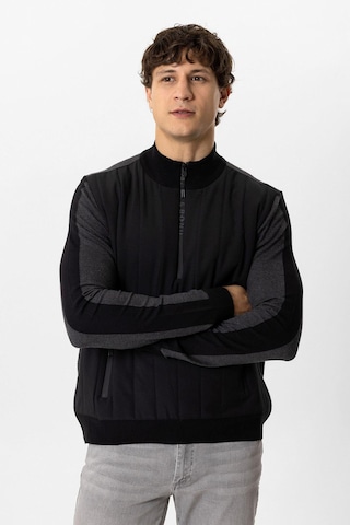 Back And Bond Siyah Regular Fit Dik Yaka Yarım Fermuarlı Triko Kazak