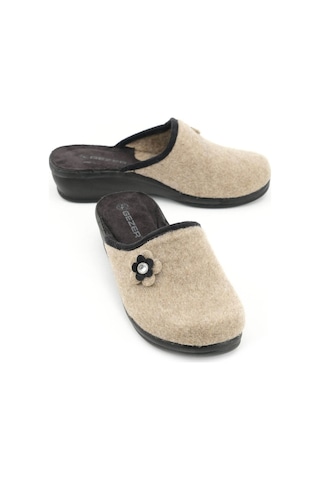 Gezer Kışlık Ev Bahçe Yüksek Topuk Kadın Terlik Gt1kzm.15444.01.012.0c Bej