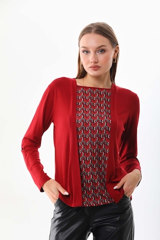 Sistas Kadın Desenli Uzun Kol Bluz 23525 Bordo