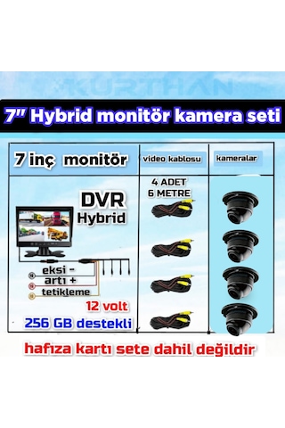 7 İnç Dvr Monitör Ve 4 Adet Ahd 1080p Ultra Mini Kamera Seti 12 V