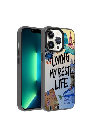 Apple Uyumlu iPhone 13 Pro Max Kılıf Vibe Desenli Kamera Yükseltili Mat Parmak İzi Tutmayan Silikon Cherena Seyahat