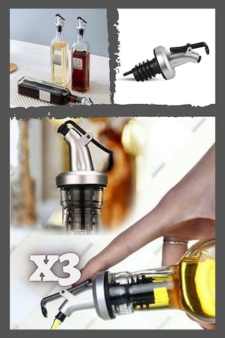 Yağ Tıpası Yağdanlık Şişe Ucu Yağlık Sirkelik Sosluk Şişe Başlığı Damlatmaz 3'lü Kapaklı