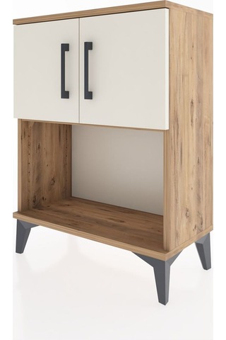 Arges Komodin 2 Raflı 2 Çekmeceli 2 Kapaklı 60x30x80 Çam-aytaşı Çam