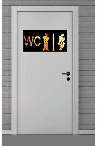 Tuvalet Wc Tabelası Gold-siyah Pleksi 30x15 Cm Numa Concept