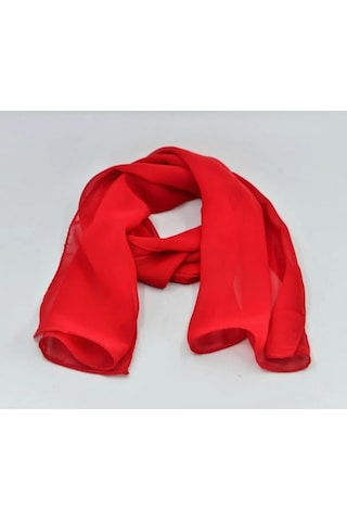 Kırmızı Şifon Fular 120cmx22cm Çok Renkli