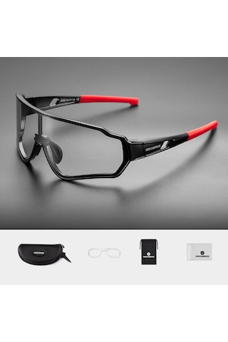 Rockbros 10161 Bisiklet Sürme Polarize / Fotokromik Gözlükler Dış Mekan Anti-uv Rüzgar Geçirmez Hd Gözlükler - Siyah / Kırmızı Fotokromik