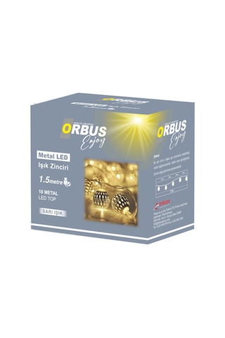 Orbus Metal Led Küre Işık Zinciri 10 Adet Metal Led Usb'li 1.5 M