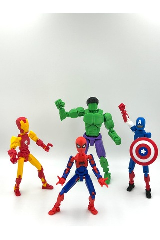 Hulk, Ironman, Captain America Spiderman Avengers Dörtlü Marvel Kahraman 3d Baskı Dummy Figür Set Avengers Karakterleri