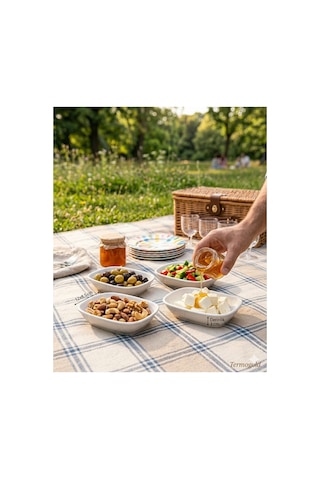 6 Lı Melamin Kayık Tabak Seti - 17x11 Cm Büyük Boy Meze Kahvaltılık - Kırılmaya Dayanıklı - Beyaz Beyaz