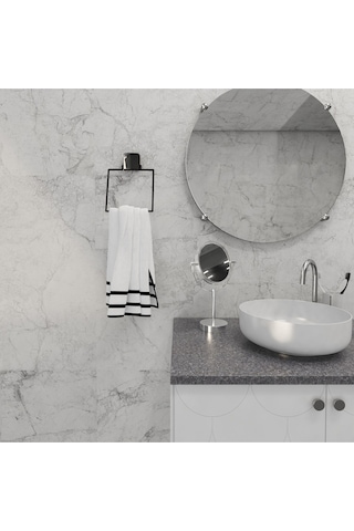 Decorev Dc-5060 Dekoratif Yapıştırmalı Banyo Mutfak Metal Kare Havluluk Askı Siyah Vidasız Gri