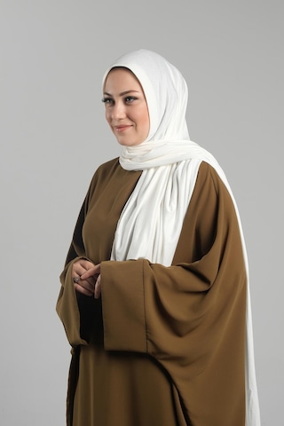 Hürrem Bone Krem Pratik Hazır Geçmeli Şal Viskon Önü Süngerli Penye Şal 2202 40 Krem
