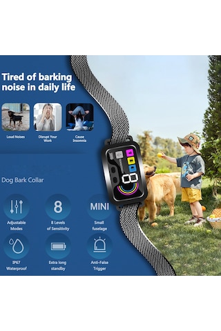 Köpek Eğitim Cihazı Köpekler İçin Havlama Tasması Renkli Ekran Akıllı Köpek Eğitmeni Su Geçirmez Ip6-siyah