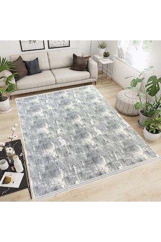 Modern Pamuklu Halı Örtüsü Savan 6m2 Dokuma 200x300 Lastiksiz Gri