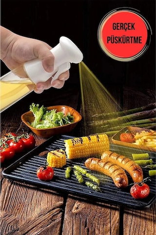 Beyaz Sprey Yağdanlık Airfryer Için Yağdanlık Püskürtmeli Sprey Cam Şişe Zeytinyağı Yağ Püskürtücü