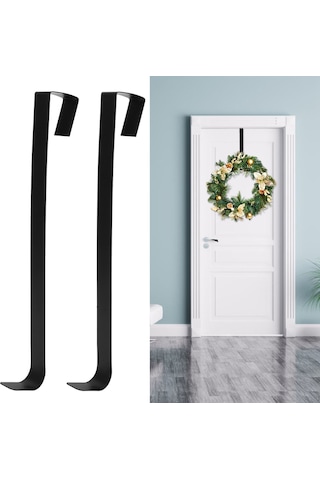 Springsun Siyah Metal Noel Gergi Kancası - Dayanıklı, Çok Amaçlı - Kapı, Duvar Dekorasyonu İçin 2 Adet