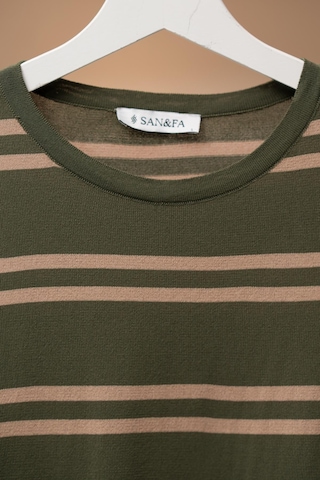 San&fa Bisiklet Yaka Çizgili Rayon Kumaş Slimfit T-shirt Yeşil