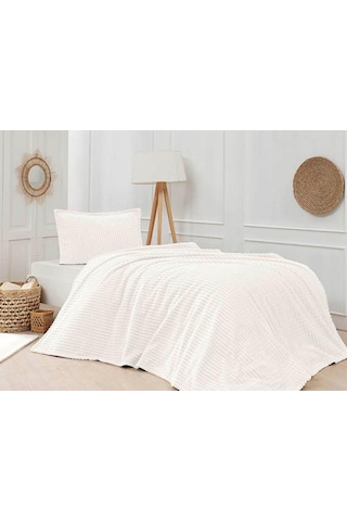 Merinos Modern Line Çift Kişilik Battaniye Seti Krem Krem