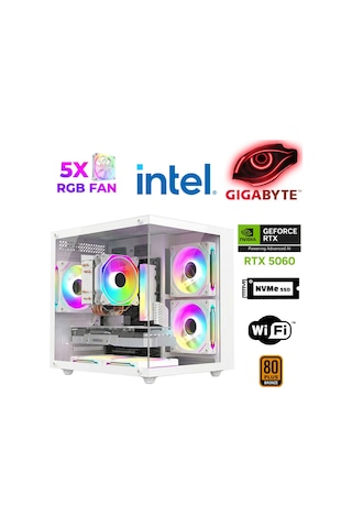 Xaser Air X60 i5-14400F 32 GB 1 TB SSD 8 GB RTX5060 Masaüstü Oyuncu Bilgisayarı