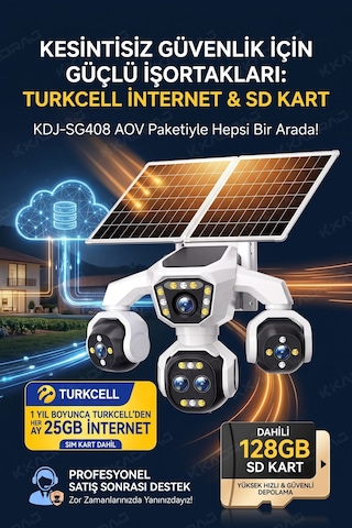 5 Kameralı 4g/e-sım Destekli 18x Zoom Ptz Güneş Enerjili Profesyonel Dış Mekân Güvenlik Kamerası 25gb