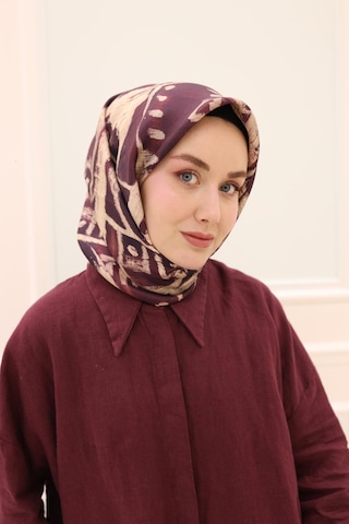 Silk Home Twill İpek Eşarp 11462-02 Bordo, Mürdüm, Bej