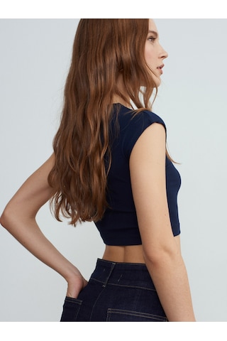 Dilvin 30528 Modal Pamuklu T-shirt-lacivert Lacivert