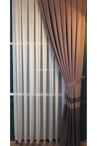 Evdepo Home Ince Çizgili Düz Tül Perde