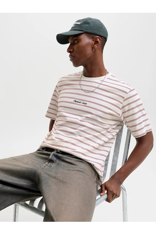 Jack & Jones Jack&jones Jornorrebro Stripe Tee Erkek T-shirt 12291021 Bordo