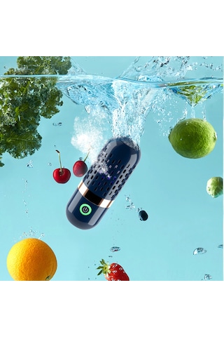 Wezone Evde Meyve Sebze Temizleyici, Kapsül Tipi, İlaç Kalıntısı Ve Bakteri Giderici, Kablosuz Taşınabilir, Otomatik Yıkama Makinesi Koyu Mavi